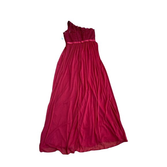 Davids Bridal One Shoulder Lace and Mesh Dress sz 6 - Picture 6 of 9